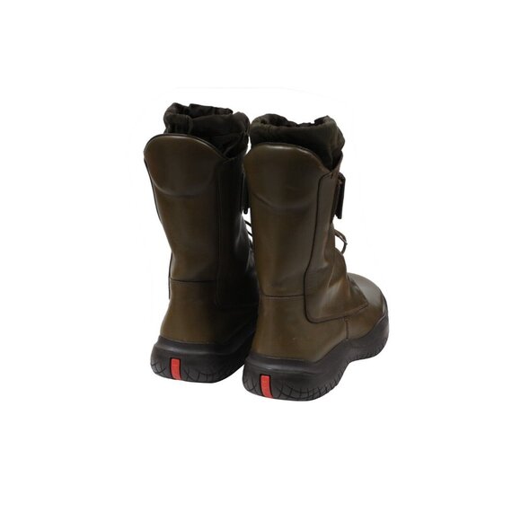 Prada AW99 Runway Square Toe Derby Boot UK10 US11 Green Nylon Leather Chunky Sol - Picture 7 of 12